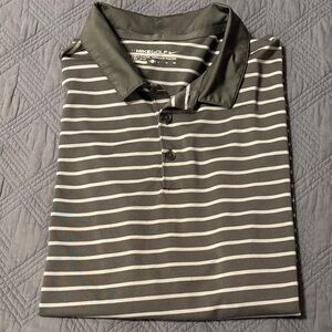 3/$20 Nike Golf Gray and White Dri-Fit Striped Polo Shirt